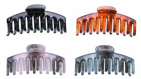 img 2 attached to Strong Hold Hair Accessories: 4 Pcs Nonslip Large Hair Claw Clips For Thick Hair
