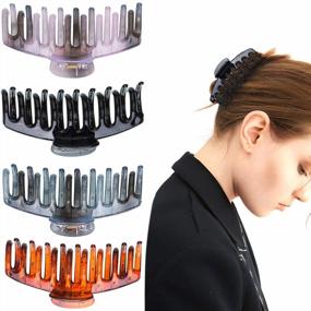 img 4 attached to Strong Hold Hair Accessories: 4 Pcs Nonslip Large Hair Claw Clips For Thick Hair