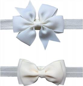 img 4 attached to 🎀 Adorable 2pc/Set Baby Girls Grosgrain Ribbon Hairband Set with Ribbon Bows – JB10 Headband Collection