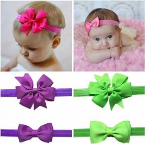 img 3 attached to 🎀 Adorable 2pc/Set Baby Girls Grosgrain Ribbon Hairband Set with Ribbon Bows – JB10 Headband Collection
