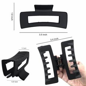 img 2 attached to 4Pcs Rectangle Hair Clips For Women Girls, 3.5'' Non Slip Hair Claw Clips For Thin Hair And Thick Hair, Hair Clip Square Hair Jaw Clips, Hair Clamps Strong Hold Clips For Hair (Black)