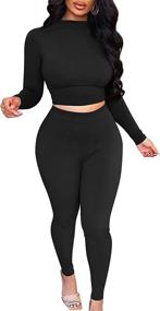 img 4 attached to Stylish Women'S Two-Piece Workout Set With Crop Top, Jogger Track Suit, And Leggings Pants For Fitness And Fashion