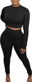 img 3 attached to Stylish Women'S Two-Piece Workout Set With Crop Top, Jogger Track Suit, And Leggings Pants For Fitness And Fashion