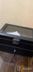img 5 attached to Keep Your Watches Safe And Organized With BEWISHOME'S 10-Slot Watch Box - Black PU Leather, Real Glass Top, And Valet Drawer Included!