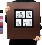 карманный фотоальбом recutms 600 с прошитым кожаным переплетом в твердом переплете для фотографий 4x6 - идеально подходит для юбилеев, детских и отпускных воспоминаний (коричневый) логотип