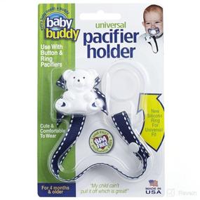 img 3 attached to 👶 Baby Buddy Universal Pacifier Holder Clip - Securely Attach Paci with Silicone Ring - Ideal for Babies 4+ Months/Toddler Boys & Girls, Navy with White Stitch