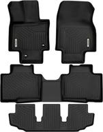 🚗 2020-2023 toyota highlander oedro floor mats - all weather 3 row liner set with 2nd row bench or bucket seats and center console, black tpe car floor mats logo