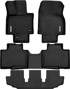 img 4 attached to 🚗 2020-2023 Toyota Highlander OEDRO Floor Mats - All Weather 3 Row Liner Set with 2nd Row Bench or Bucket Seats and Center Console, Black TPE Car Floor Mats