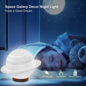 img 3 attached to UooEA 3D Galaxy Ball Moon Lamp - 16 Colors Moonlight Globe Luna Night Light With Stand Remote & Touch Control Night Light Bedroom Decor For Kids Girls Boys Women Gifts (Saturn)