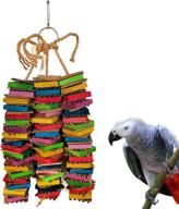 🐦 medium bird parrot toys | cardboard african grey parrot toys | natural wooden chewing toy with clip | suitable for small to medium parrots, cockatiels, conures, and birds logo