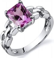 кольцо peora с розовым сапфиром 2-каратной огранки radiant cut из стерлингового серебра 925 пробы - comfort fit, размеры 5-9 логотип