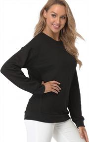 img 2 attached to Midweight Soft Cotton Crewneck Sweatshirts For Women, Long Sleeve Tops By Fuinloth