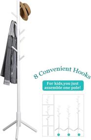 img 1 attached to Vlush Sturdy Coat Rack Stand: 8 Hooks Entryway Hall Tree For Coats, Jackets, Hats & More - Ivory White