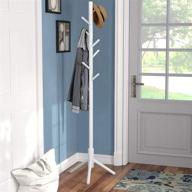 vlush sturdy coat rack stand: 8 hooks entryway hall tree for coats, jackets, hats & more - ivory white логотип