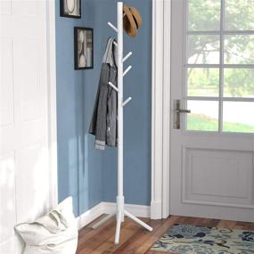 img 4 attached to Vlush Sturdy Coat Rack Stand: 8 Hooks Entryway Hall Tree For Coats, Jackets, Hats & More - Ivory White