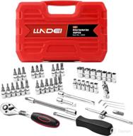 llndei 1/4 socket set: 45+1pcs ratchet wrench sockets with torx, hex, and bit sockets - extension bars & universal joint included логотип