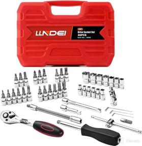 img 4 attached to LLNDEI 1/4 Socket Set: 45+1PCS Ratchet Wrench Sockets with Torx, Hex, and Bit Sockets - Extension Bars & Universal Joint Included