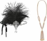 набор бижутерии flapper 1920-х годов для женщин - включает ожерелье, повязку на голову и браслеты - аксессуары great gatsby для полного образа ревущих двадцатых логотип
