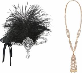 img 4 attached to Набор бижутерии Flapper 1920-х годов для женщин - включает ожерелье, повязку на голову и браслеты - аксессуары Great Gatsby для полного образа ревущих двадцатых