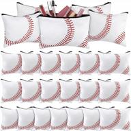 24 piece baseball cosmetic bag canvas sports print makeup organizer travel pouch bags for women girls team player travel logo