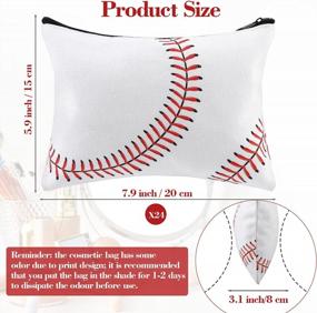 img 3 attached to 24 Piece Baseball Cosmetic Bag Canvas Sports Print Makeup Organizer Travel Pouch Bags For Women Girls Team Player Travel