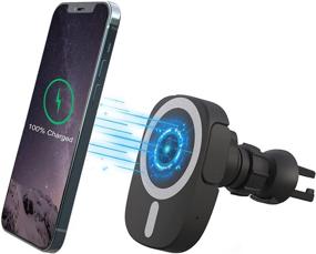 img 4 attached to 🔌 15W Qi Wireless Charging Car Mount with Magnetic Phone Holder for iPhone 13/12, Magsafe Case Compatible