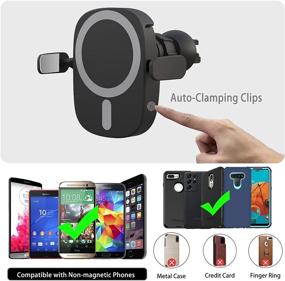 img 1 attached to 🔌 15W Qi Wireless Charging Car Mount with Magnetic Phone Holder for iPhone 13/12, Magsafe Case Compatible