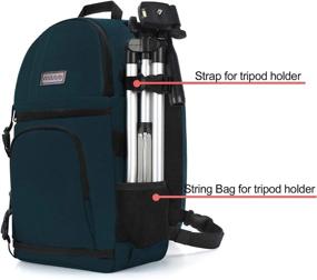 img 2 attached to MOSISO Противоударный рюкзак-сумка для камеры для беззеркальных камер Canon / Nikon / Sony / Fuji DSLR SLR с держателем для штатива и съемными модульными вставками, штормовой зеленый