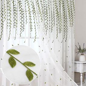 img 4 attached to Upgrade Your Home Décor With BROSHAN'S Natural Embroidered Sheer Curtains - Perfect For Living Room Or Kids Room!
