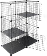 🐱 metal wire cat cage playpen with 3 front doors, 2 ramp ladders, 2 resting platforms, beds, and tray - 43-inch height pet enclosure kennel crate for small animals логотип