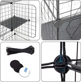 img 1 attached to 🐱 Metal Wire Cat Cage Playpen with 3 Front Doors, 2 Ramp Ladders, 2 Resting Platforms, Beds, and Tray - 43-Inch Height Pet Enclosure Kennel Crate for Small Animals