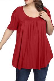 img 3 attached to Plus Size Summer Tops For Women - ALLEGRACE Casual Pleated Flowy Scoop Neck Shirts