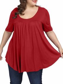 img 2 attached to Plus Size Summer Tops For Women - ALLEGRACE Casual Pleated Flowy Scoop Neck Shirts