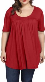 img 4 attached to Plus Size Summer Tops For Women - ALLEGRACE Casual Pleated Flowy Scoop Neck Shirts