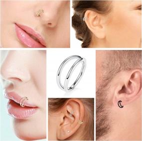 img 1 attached to 16G Conch Piercing Jewelry Hoop Earring For Women, GAGABODY 316L Surgical Steel Clicker 8Mm 10Mm Hinged Nose Rings Lobe CZ/Opal Daith Jewelry