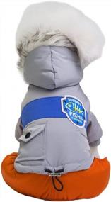 img 4 attached to Dog Winter Warm Jacket Coat Hooded Jumpsuit Snowsuit Waterproof Pet Clothes XXL Grey
