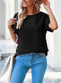 img 2 attached to Stylish And Comfortable Women'S Chiffon Blouse With Round Neck And Pom Pom Details