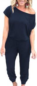 img 4 attached to Alelly Women'S Loose Fit Off Shoulder Jumpsuit Rompers With Elastic Waist And Pockets, Beam Foot