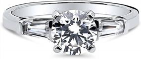 img 3 attached to 1 Carat Round Cubic Zirconia CZ Solitaire Engagement Ring In Rhodium Plated Sterling Silver - Perfect Promise Or Wedding Ring For Women (Size 4-10) By BERRICLE
