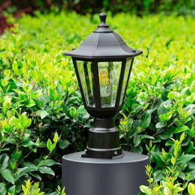img 1 attached to FUDESY LED Outdoor Post Light, водонепроницаемый фонарь на столбе с основанием для крепления на пирс, внешний пластиковый светильник для садовой дорожки в патио - черный (FDS6163B1)