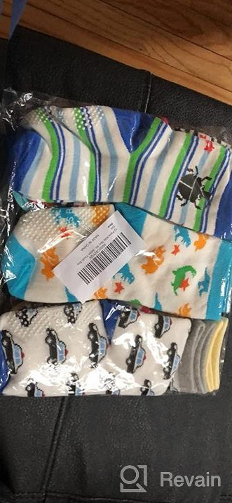 img 1 attached to 12 Pairs Kids Non Slip Skid Socks Grips Sticky Slippery Cotton Crew Socks For 1-3/3-5/5-7 Years Old Children Youth Boy Girl review by Katrina Scott