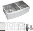 ghomeg 33"x21" stainless steel farmhouse sink - 18 gauge double bowl apron-front kitchen sink with accessories: ideal for modern kitchens logo