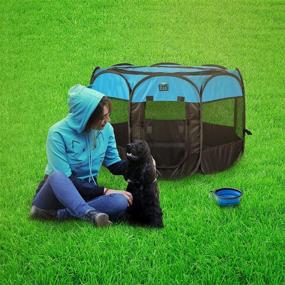 img 1 attached to Titaj Foldable Dog Playpen: The Ultimate Portable Pet Playpen with Removable 🐾 Mesh Cover and Zippered Top - Perfect for Dogs, Cats, Kittens, and Rabbits