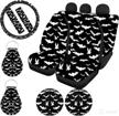 xhuibop bat car seat covers full set 11 piece seat belt covers for women steering wheel covers black cup coasters goth car accessories keychain for car keys logo