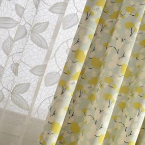 img 2 attached to Floral Print Grommet Curtains For Living Room And Bedroom - Set Of 2 Panels In White And Yellow, 52" X 84" With Light Blue Background