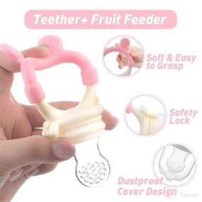 img 2 attached to 🍼 Baby Fruit Feeder Pacifier: Food Feeders Kit with Teething Toys, Pacifier, Clean Brush and Silicone Mesh Teether (Bear Silicone Grip) - Suitable for Babies 3-6 Months and 6-12 Months