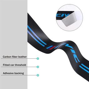 img 3 attached to 🚗 Cotree 4PCS Carbon Fiber Leather Car Door Sill Protector Stickers Compatible with Civic, Door Edge Guards Scuff Plate Scratch Film for Civic Accessories