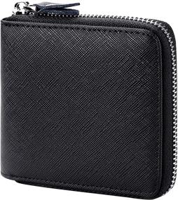 img 4 attached to 💼 Huztencor Zipper Leather Blocking Wallets: Stylish Men's Accessories for Card Cases & Money Organizers