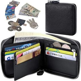 img 2 attached to 💼 Huztencor Zipper Leather Blocking Wallets: Stylish Men's Accessories for Card Cases & Money Organizers