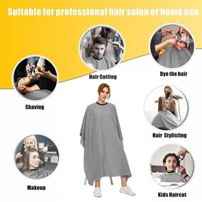 img 3 attached to Izzycka Hair Cutting Cape For Adults-Nylon Waterproof Large Salon Capes For Hair Stylit-Grey Barber Cape-With Adjustable Snap Closure-56 X 64Inch Hair Color Cape - Professional Hairstylist & Home Use